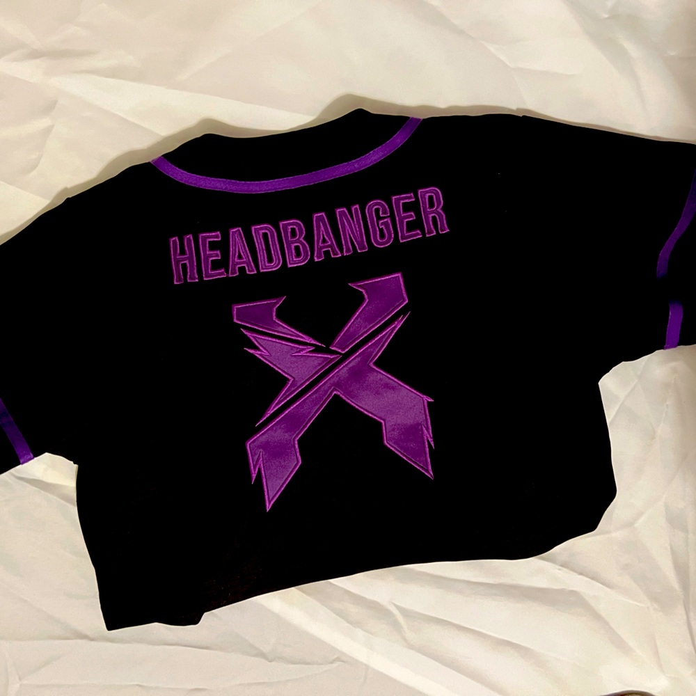 Excision Headbanger Cropped Baseball jersey size M black/purple Like new
